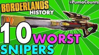 Top 10 Worst Sniper Rifles in Borderlands History! (Borderlands 2, 1 and Pre-Sequel!) #PumaCounts