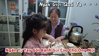 [540]Mẹ Nghỉ Bán Con Nghỉ Học Ngân Ở Nhà Học Bài Nội Gói Bánh Sủi Cảo,Làm Y Như BÀ nội Cười Híp Mắt