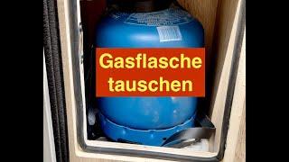 Gasflasche tauschen im Wohnmobil, einfach und ohne Werkzeug