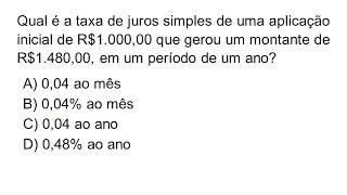 Como Calcular Taxa de Juros Simples - Questão de Concurso Prof. Flávio Moita