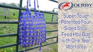 Derby Originals Super-Tough Patented Four Sided Slow Feed Horse Hay Bag with One Year Warranty