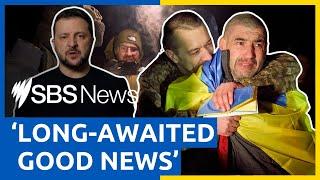 Zelenskyy issues emotional message as Ukraine and Russia exchange almost 500 prisoners | SBS News