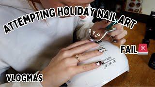 Attempting holiday nail art  FAIL Doing my acrylic nails ️