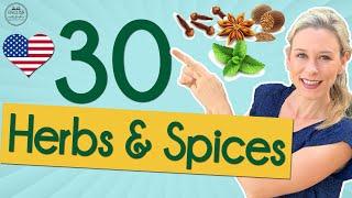 30 Common Herbs and Spices in English | English with Jackie