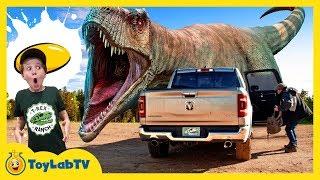 Escape the Giant T-Rex Dinosaur Challenge! Aaron Found a Kids Game Toy & LB Has Fun at Dino School