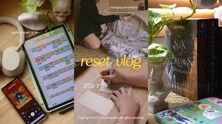 reset vlog  monthly reset, setting goals, updating notion, cleaning, unboxing six of crows books