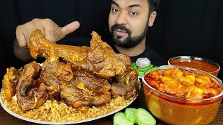 MUTTON FAT CURRY, HUGE SPICY MUTTON CURRY, MUTTON LEG PIECE, RICE MUKBANG EATING SHOW | BIG BITES |