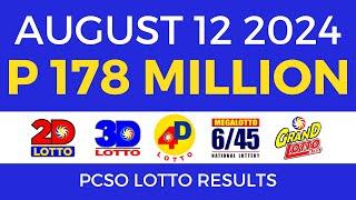 Lotto Result Today 9pm August 12 2024 | PCSO Complete