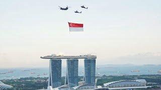 NDP 2024 Singapore Flag with Helicopter || Singapore National Day ||