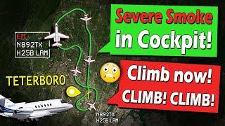 SEVERE SMOKE IN COCKPIT | Hawker Jet Panic Moments at Teterboro!