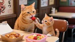 Mama Cat Works at the Takoyaki Shop to Prepare a Children's Day Gift for Ginger! 