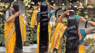 Long hair combing || hair oiling || Alka Verma