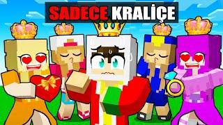 SADECE KRALİÇE TEK BLOK VS BİR KRAL ️ Minecraft