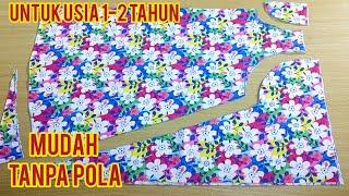 Very easy Baby frock cutting and stitching//jahit baju anak TANPA POLA untuk penjahit pemula