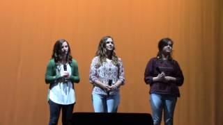 Sam Ingram, Emma Bender, and Cece Yost singing "One Voice"