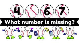 What Number Is Missing? Baseball, Missing Numbers 0-20, Number Order, Virtual School FUN MATH KIDS!!