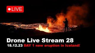 LIVE 18.12.23 Day 1 Volcano drone live stream in Iceland (Part 1)