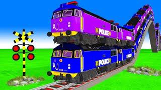 【踏切アニメ】複雑な電車 Trains Climbing Pynamid Fumikiri 3D Railroad Crossing Animation #1