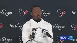 Texans star receiver Stefon Diggs addresses the media for the first time since joining the team