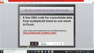 VBA code to consolidate data from multiple sheets to one Excel sheet (Only 8 Line code)