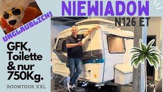 Niewiadow N126ET GFK Wohnwagen 750Kg mit Toilette, leichter Wohnwagen ab 12.550,- €