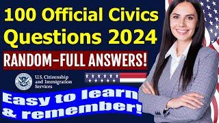 Pass the 100 Official Civics Questions for US Citizenship Interview 2024 (Random)