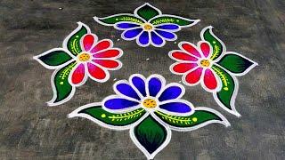 New year kolam simplesankranthi muggulu 2025 new designs7X1 beautiful muggulu designs with colours