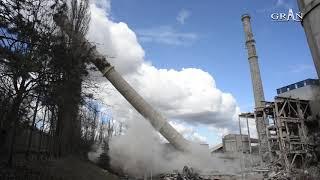 Wyburzenie komina H120m na terenie Cementowni Małogoszcz