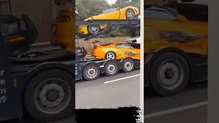 TRUCK LOADED WITH MANY SUPER CARS   CARS TRANSPORTATION         (LUXURY CARS)