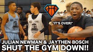 Julian Newman Gets CHALLENGED By Jaythan Bosch at NEOYE!! | Players STORMS the Court