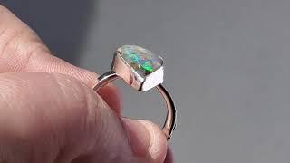 Australian boulder opal ring / opal jewelry / boulder opal ring / Mintabie opal ring / black opal