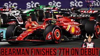 Ollie Bearman finishes 7th in his F1 debut for Ferrari at Saudi Arabian GP, Verstappen wins again