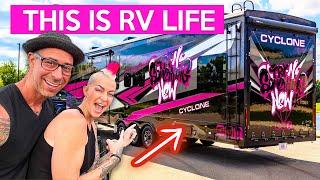 Full-Time RV life- Typical day and how we set up our 45' RV!