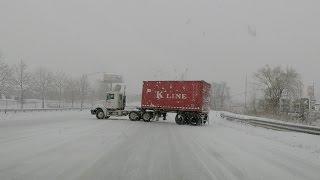 TRUCK AND BUS SKID ON ICE