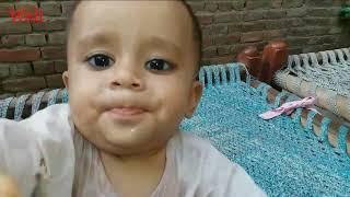 Baby react to eat spicy food first time 