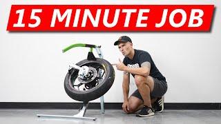 How to Change a Motorcycle Tire BY YOURSELF! (Easiest Method)