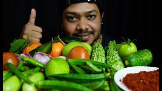 RANDOM RAW VEGETABLE AND FRUITS EATING VIDEO || PURE VEG ASMR   MUKBANG EATING SHOW || CHILLI EATING