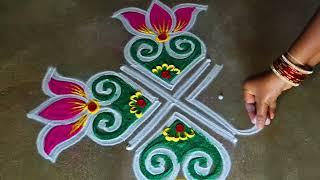 newyear simple padi kolam 3*3sankranti chukala diyamuggulu margazhi kolangalbhokispecial