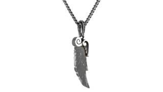 King Baby Studio Wing Pendant Necklace w/ Carved Ivory Stone  SKU:#8444766