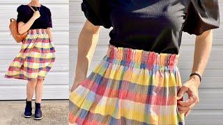 Sew a PAPER BAG LINEN SKIRT with elastic waistband + POCKETS!  ALL THE STEPS!