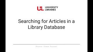 Searching for Articles in a Library Database