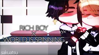 —( RICH BOY x WORLD IS SPINNING — sakuatsu timeskip — warnings in desc — vyx