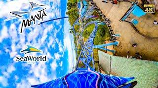 Manta Roller Coaster On Ride Front Seat 4K POV SeaWorld San Diego 2024 02 03