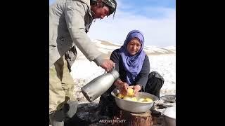 Surviving the Coldest Village in Afghanistan |  -63°C Shepherd Mother Cooking Fish Curry Recipe •