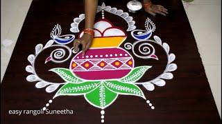 Draw this Sankranthi 2020 Bhogi Kundalu Muggulu - Pongal kolam designs by easy #rangoli Suneetha