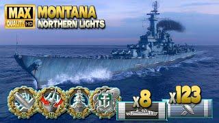 Battleship Montana: Great result on map "Northern Lights" - World of Warships