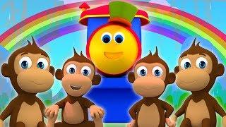 Боб пять маленьких обезьян | боб звериная песня | Bob Train Five Little Monkeys | Kids Tv Russia