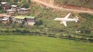 Bhutan Airlines landing at Paro international airport