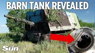 Truth behind Russia's turtle and barn tanks revealed as Ukrainians show off inside captured armour