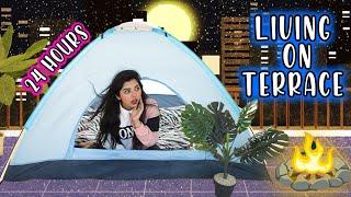 LIVING IN A TENT ON A HAUNTED TERRACE FOR 24 HOURS  *Overnight Challenge*